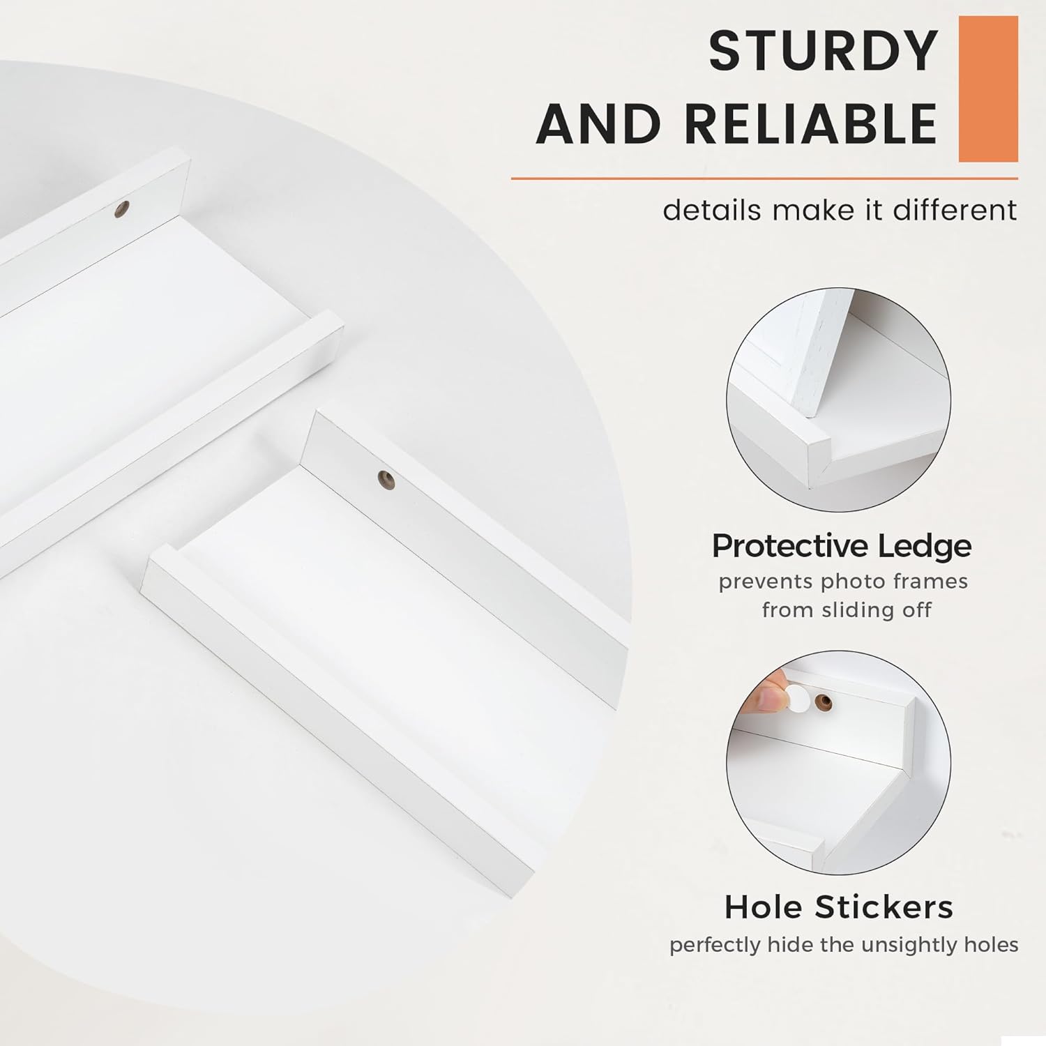 FLYJOE Picture Ledge Shelf Set of 2 24 Inches White Floating Wall Shelves for Nursery and Living Room Decor