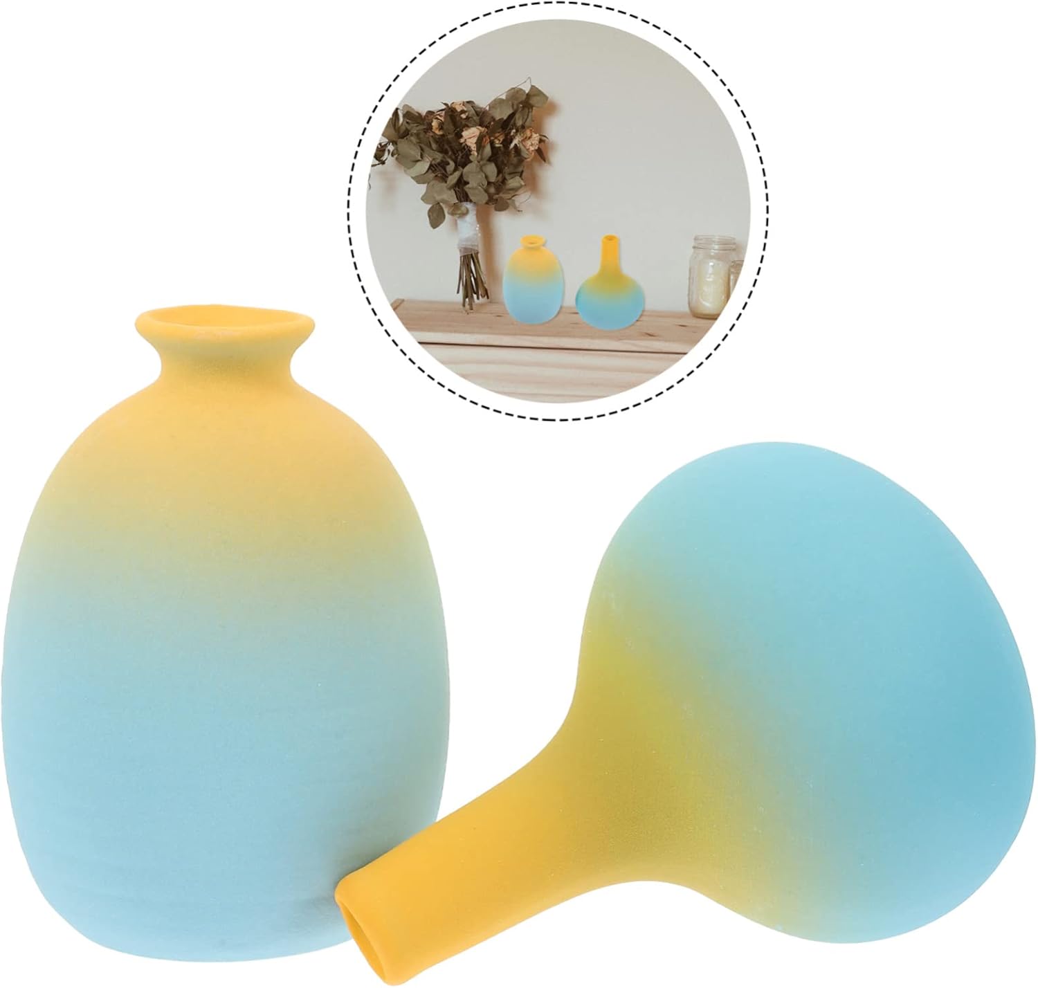 2pcs Rustic Style Gradient Ceramic Vase for Home Decor