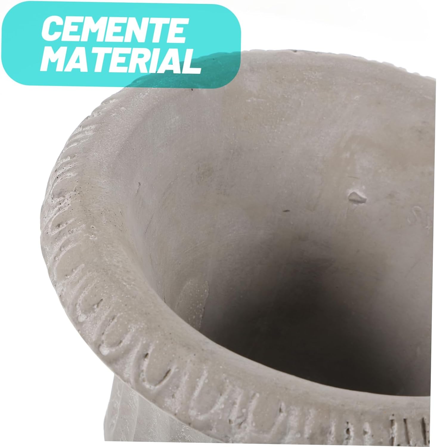 STOBAZA Cement Vase with Vertical Stripes Design