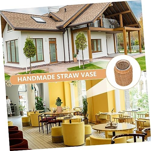 STOBAZA Grass Woven Glass Vase for Hydroponic Decor
