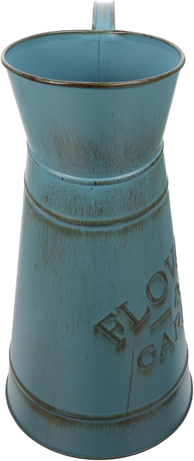 Creative Blue Iron Pot Flower Vase for Home Decor