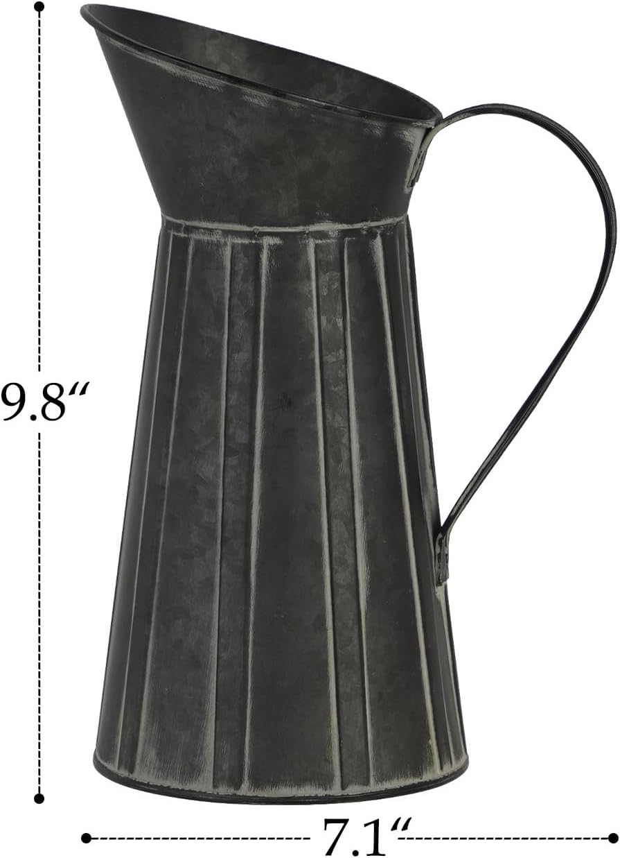 Rustic Metal Milk Jug Vase for Home Dcor