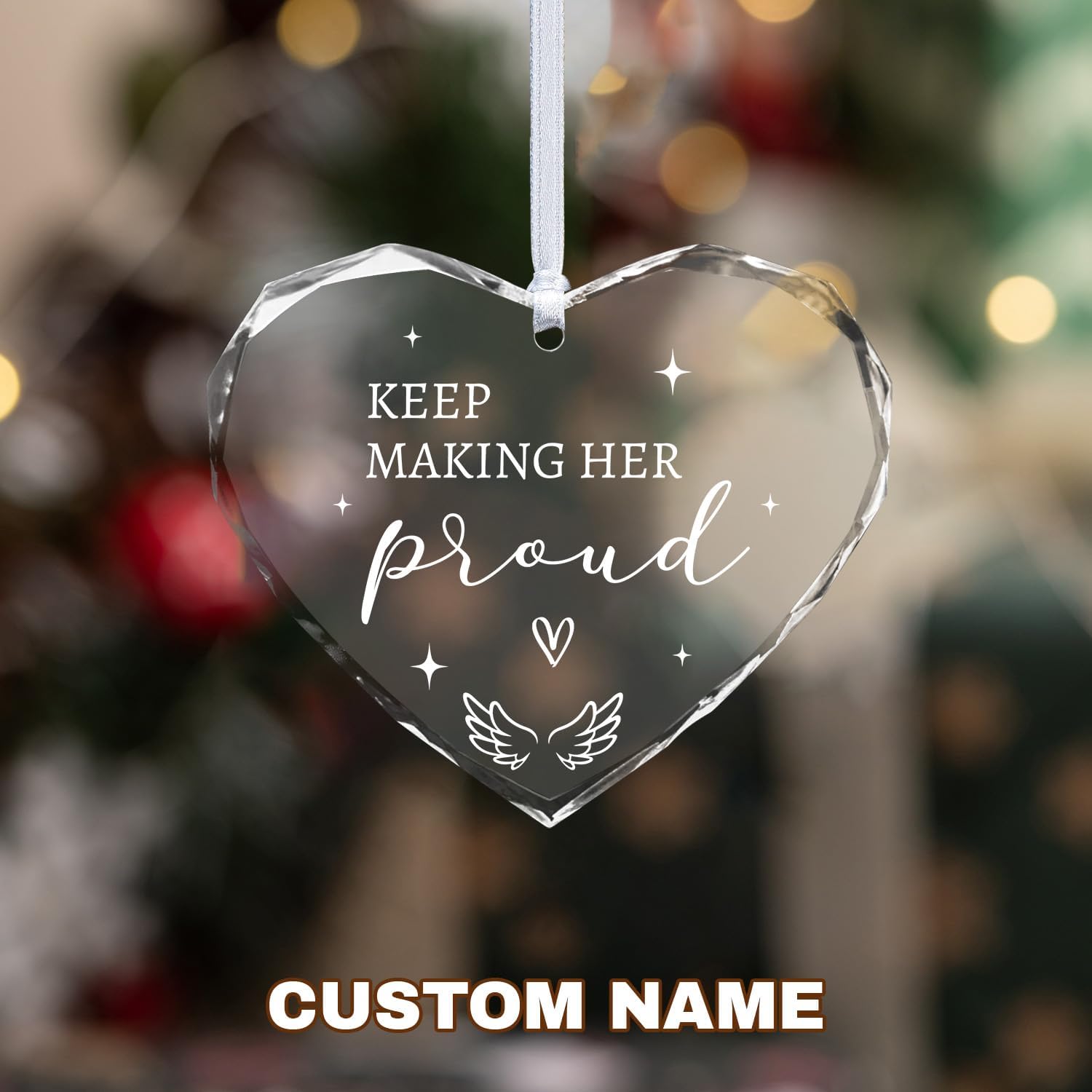 Mom Memorial Glass Ornament - Keep Making Her Proud