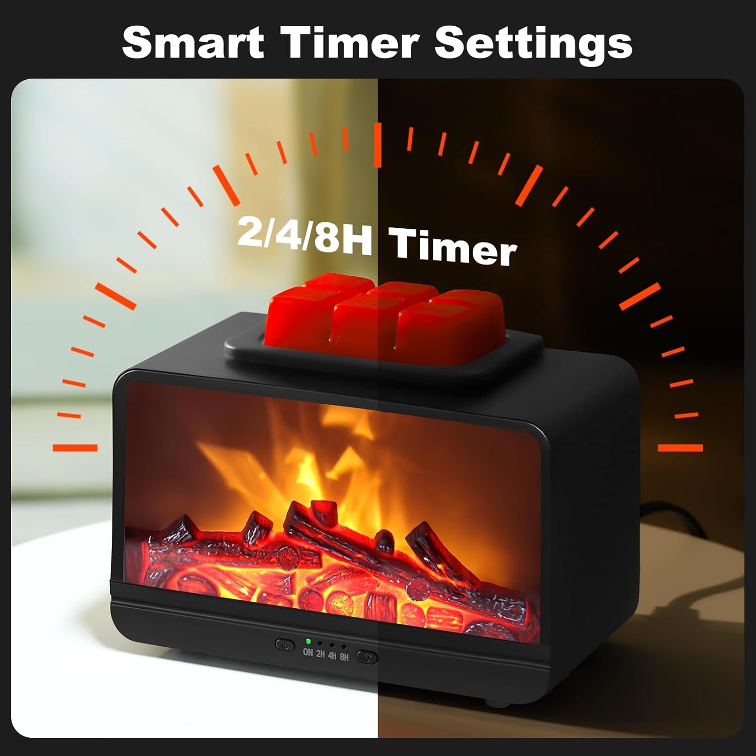 Flame Fireplace Wax Melt Warmer with Timer
