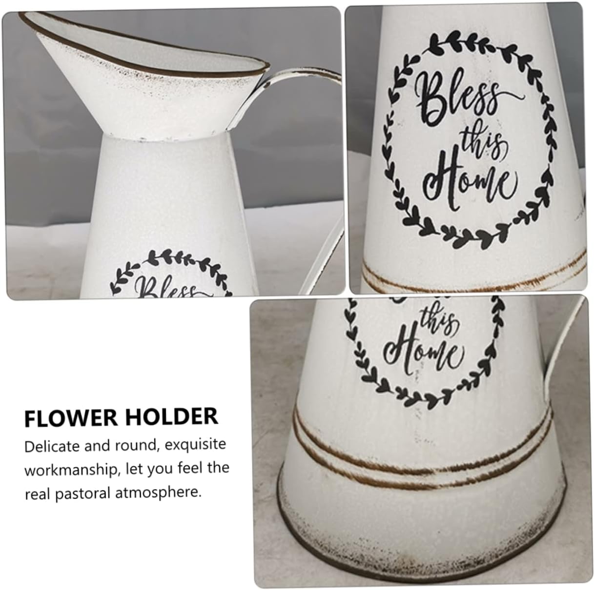 STOBAZA Rustic Vintage White Flowerpot Vase for Home Decor