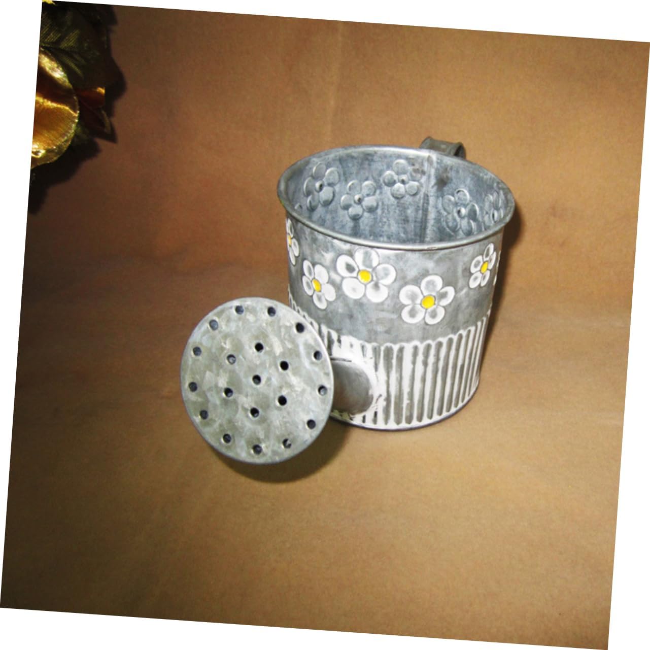 VINTORKY Iron Watering Pot Shape Flower Vase for Home Decor