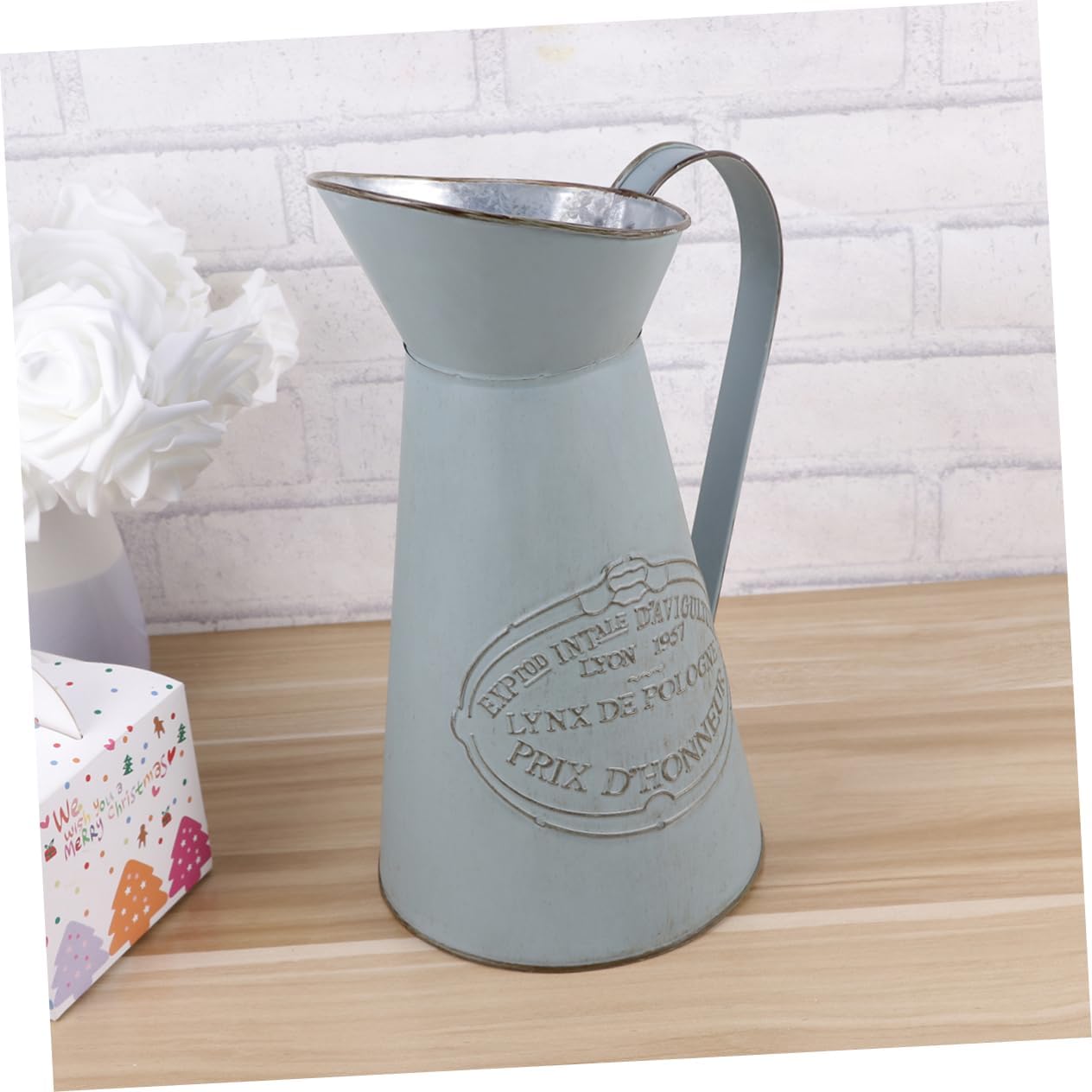 Rustic Metal Pitcher Vase for Home Decor