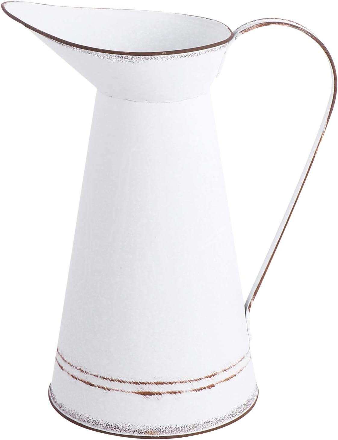 GANAZONO Vintage Galvanized Jug Flower Vase Decor