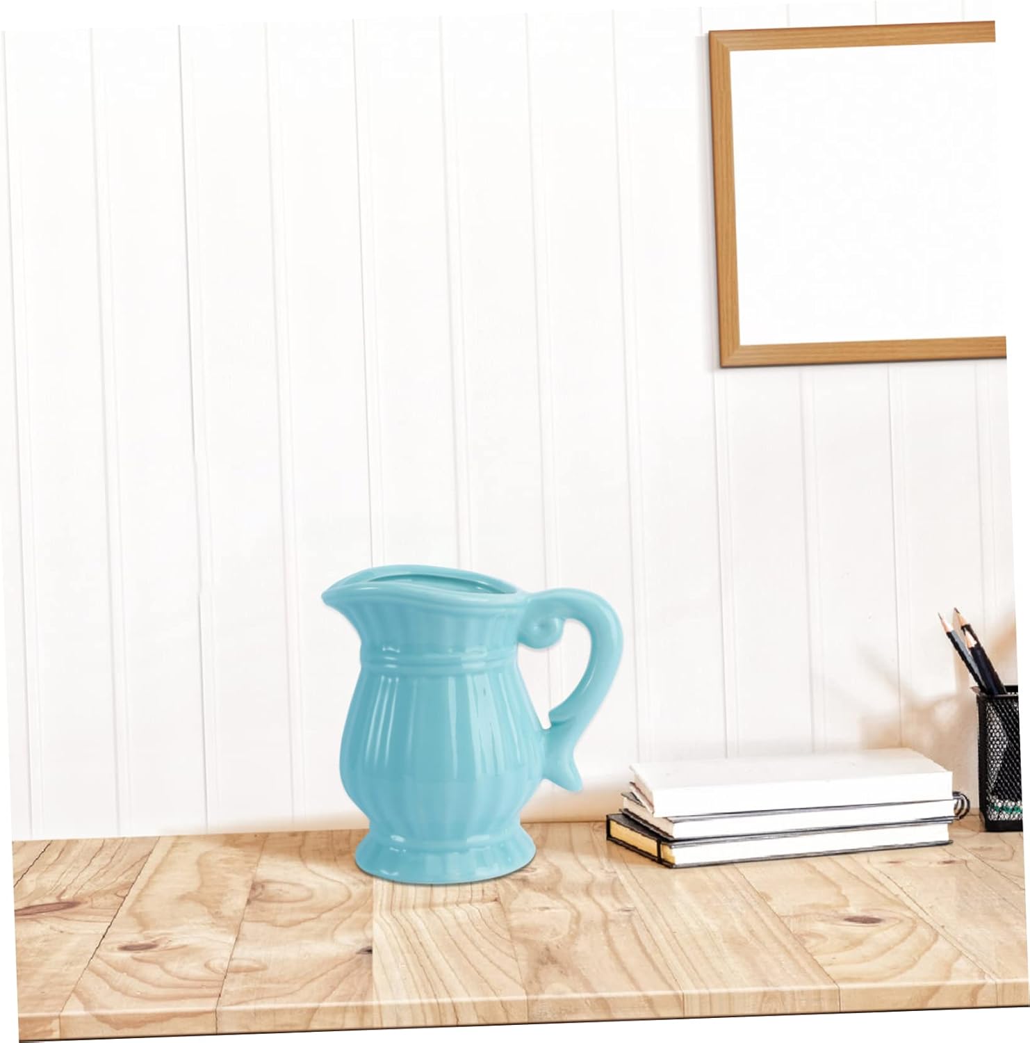 Blue Ceramic Flower Vase for Home Decor Minimalist Artistic Centerpiece