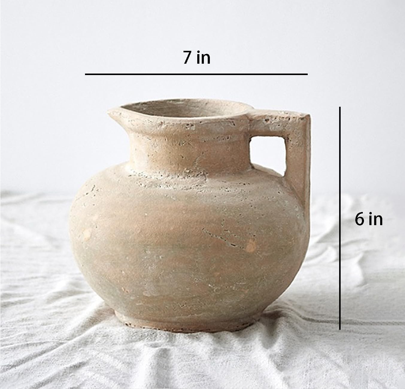 Rustic Weathered Ceramic Vase with Handle