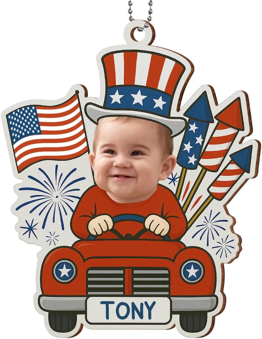 Customizable Baby 4th of July Car Hanging Ornament