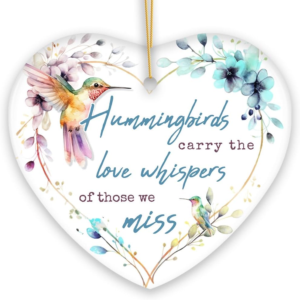Artistic Hummingbirds Love Whispers Quote Ornament Christmas Memorial Gift