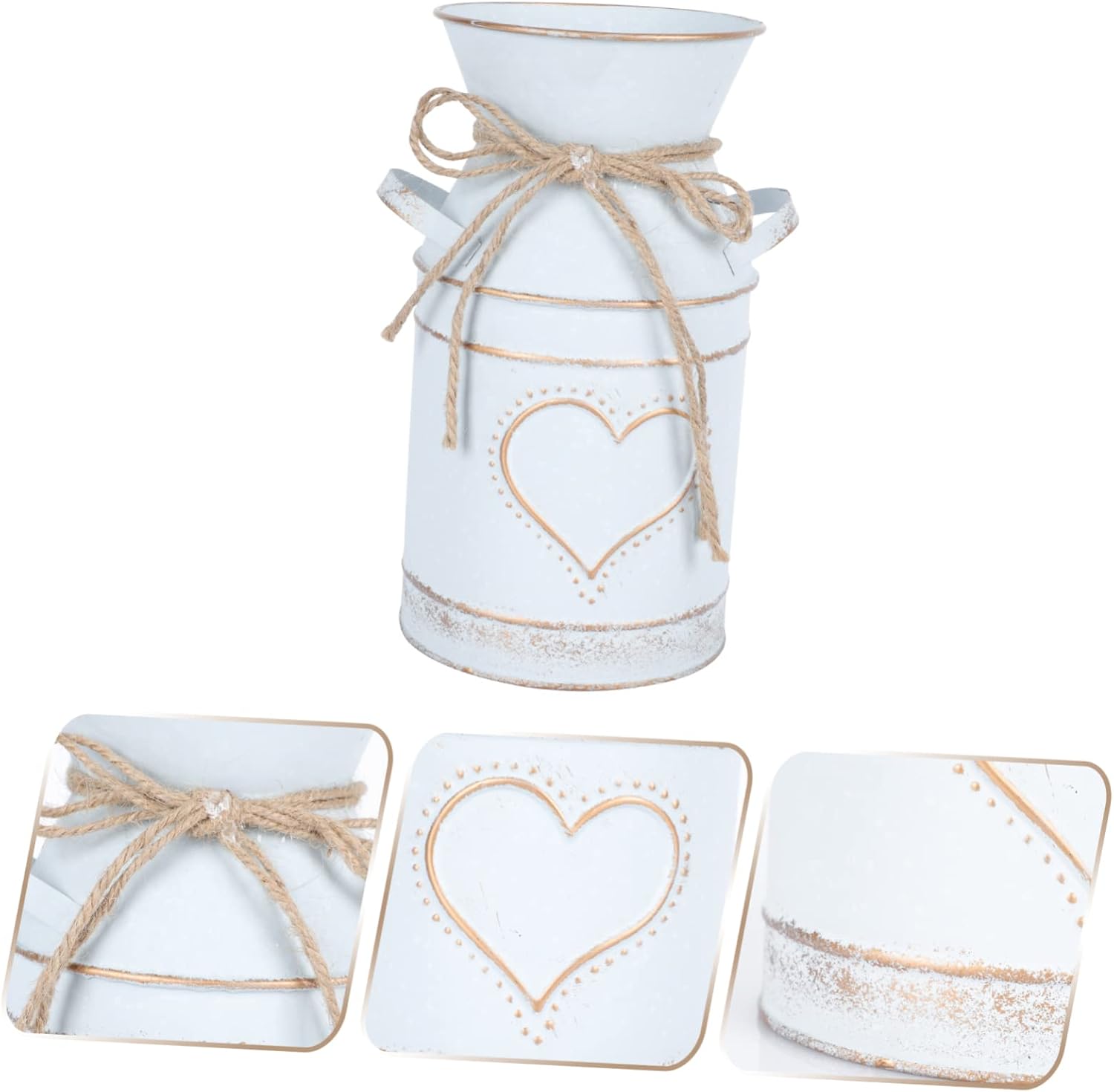 Vintage Galvanized Flower Vase Rustic Decorative Pot