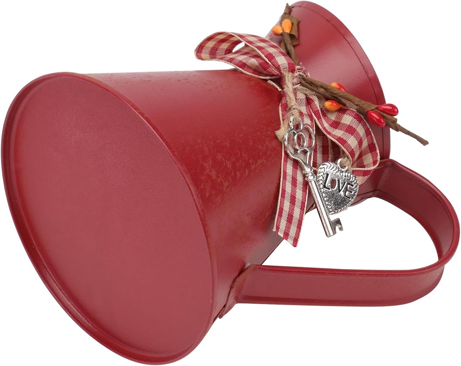 Vaguelly Rustic Red Galvanized Flower Bucket Vase