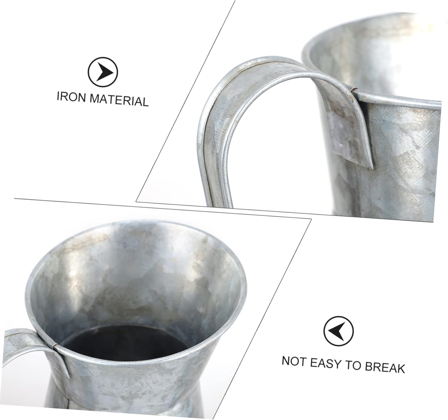 Rustic Iron Flower Vase Vintage Decor Bucket for Home Farmhouse Style Pot