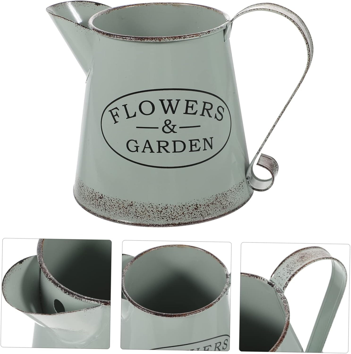 Vintage Iron Flower Pot Wide Mouth Decorative Vase