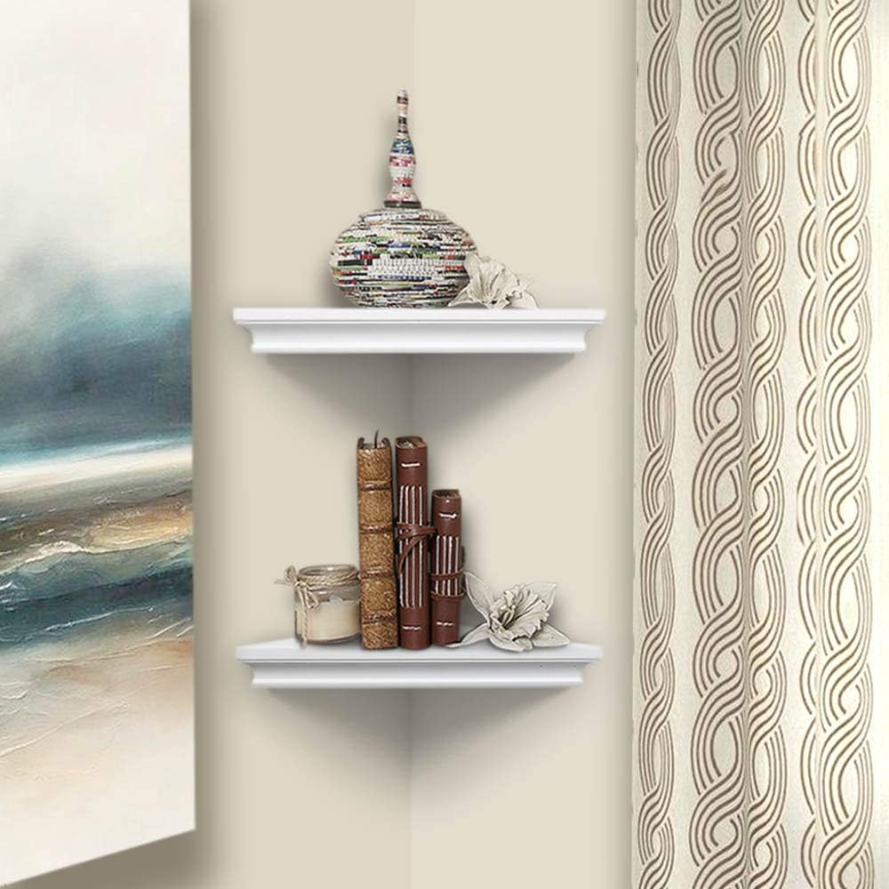 AHDECOR White Corner Shelves Set of 2