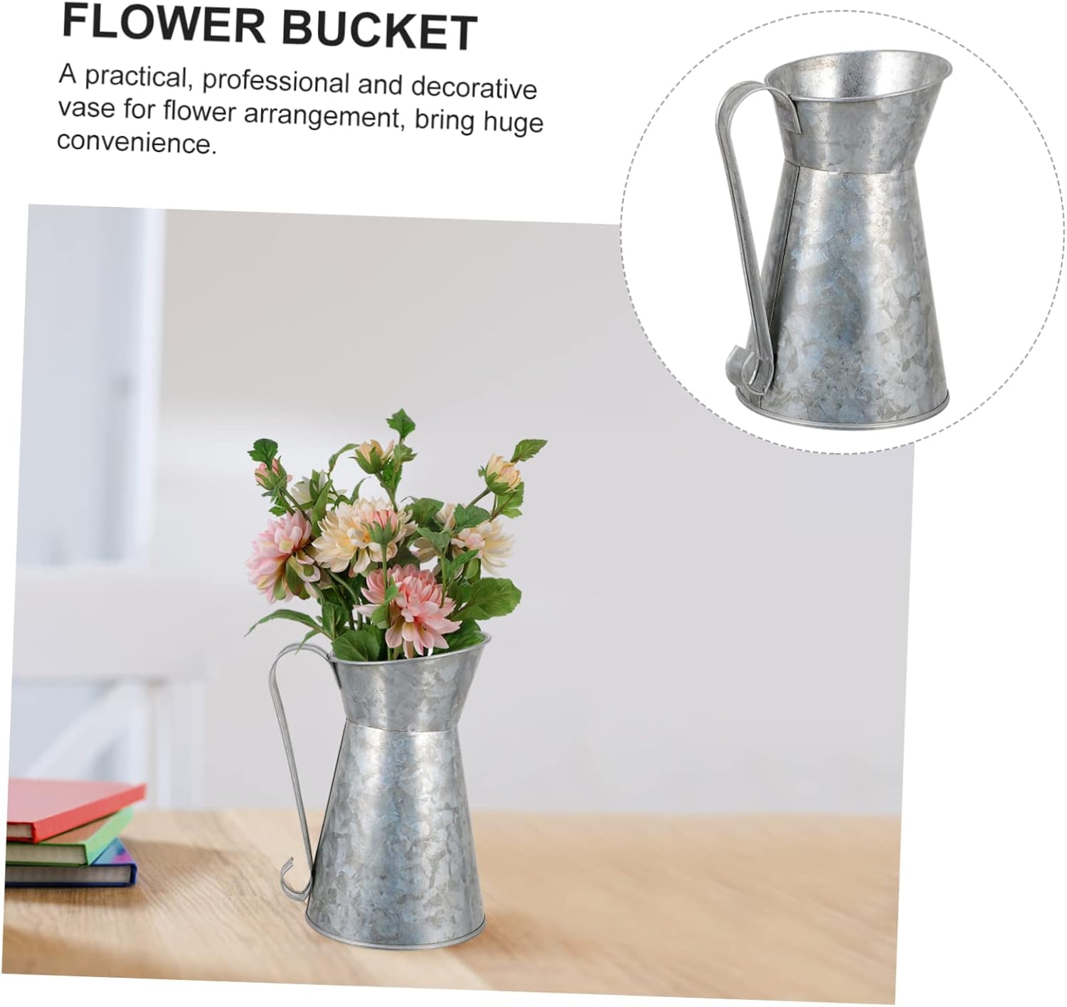 Rustic Iron Flower Vase Vintage Decor Bucket for Home Farmhouse Style Pot