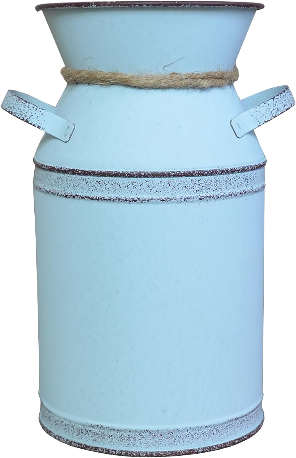 Grey Small Vintage Metal Milk Can Vase Farmhouse Decor