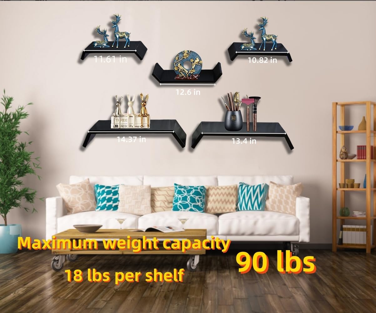 Black Floating Shelves for Wall Mounting