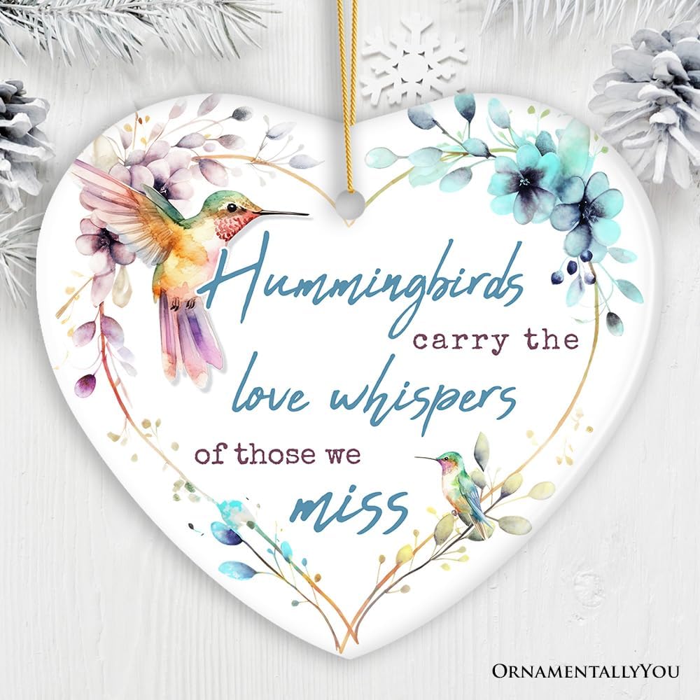 Artistic Hummingbirds Love Whispers Quote Ornament Christmas Memorial Gift