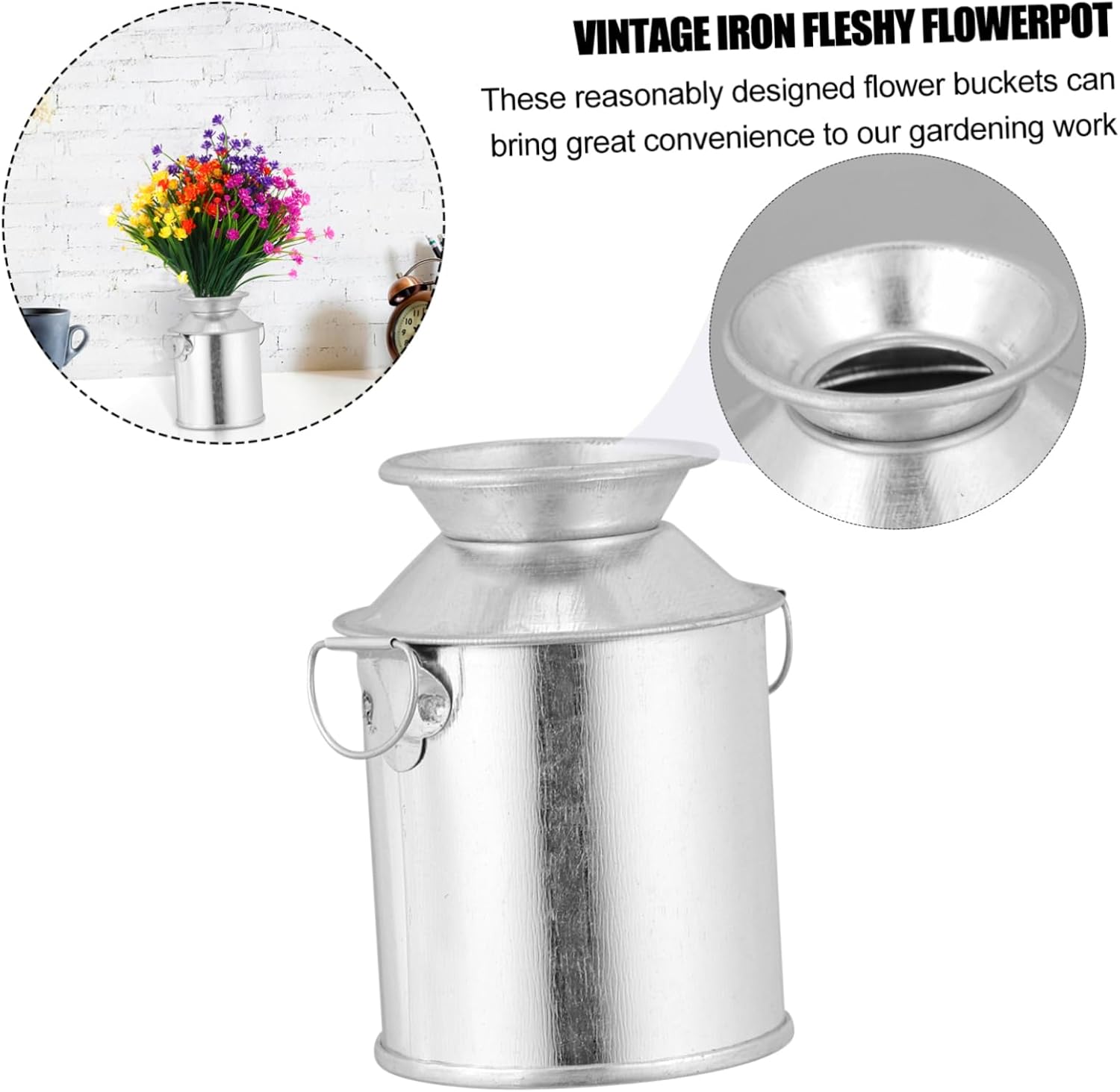 STOBAZA 3pcs Vintage Iron Art Flower Bucket Rustic Planter Containers for Home Decor Dried Plants