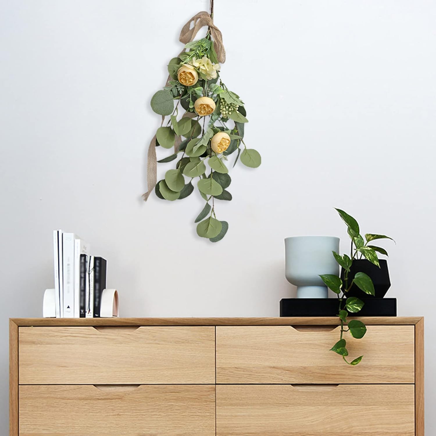236 Inch Eucalyptus Swag with Flowers Wall Hanging Decor