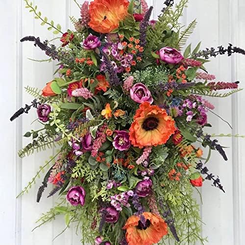 Ochine Spring Front Door Swag Purple Rustic Wreath 1