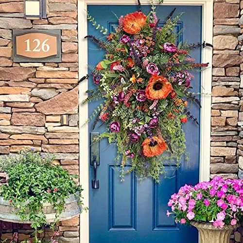 Ochine Spring Front Door Swag Purple Rustic Wreath 1
