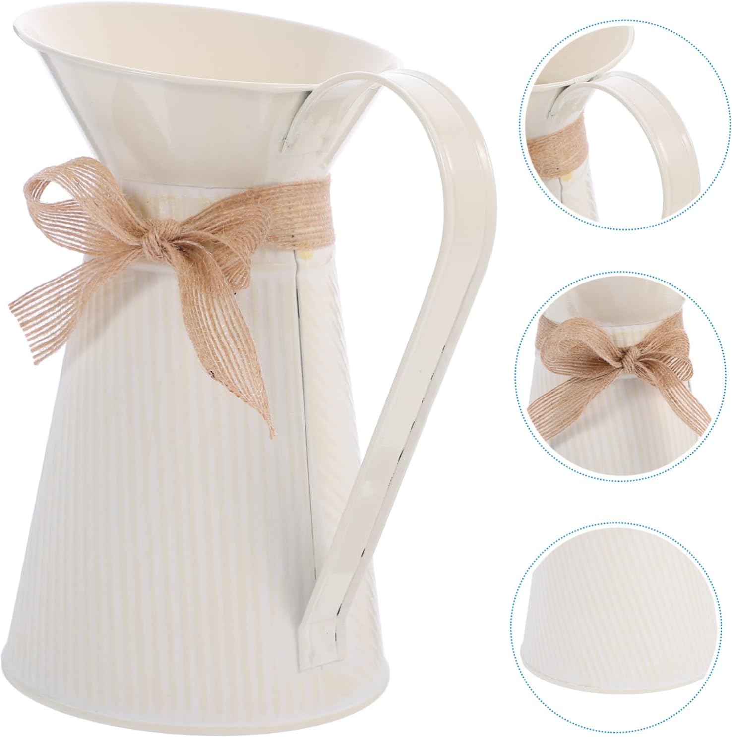 Vintage Iron Flower Bucket Vase Rustic Farmhouse Decorative Planter