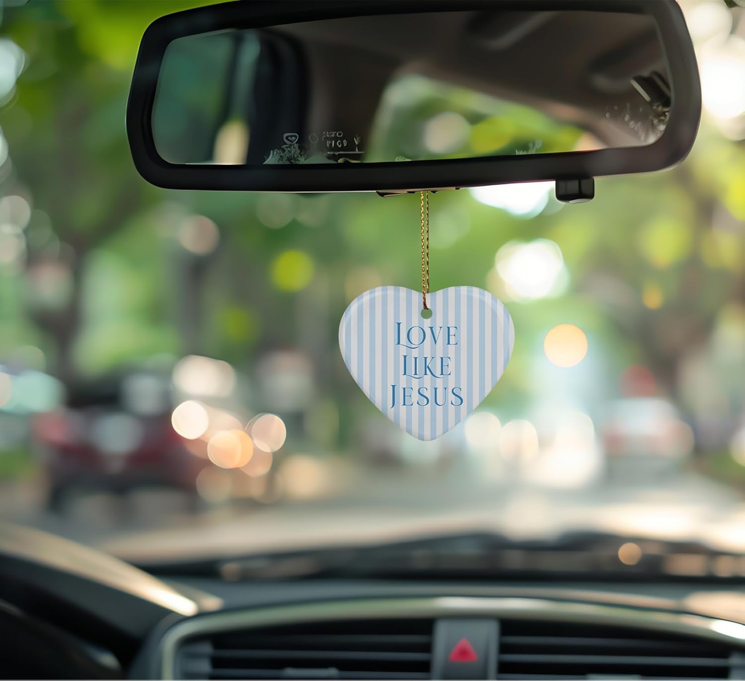 QIYUHOY Christmas Ornament Keepsake Sign Bible Verse Preppy Blue Striped Girly Hanging Decoration