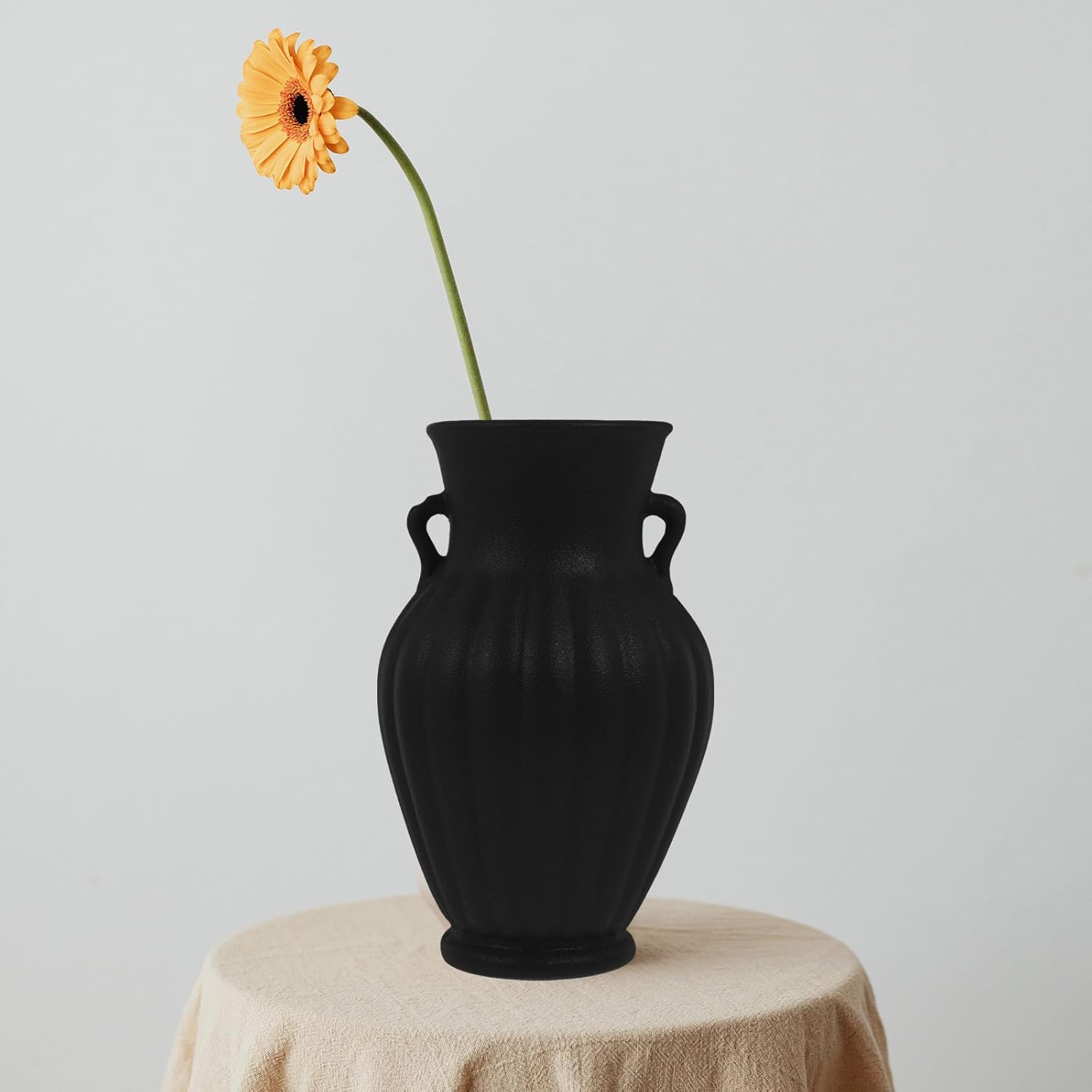 VOSAREA White Ceramic Floral Pitcher Vase