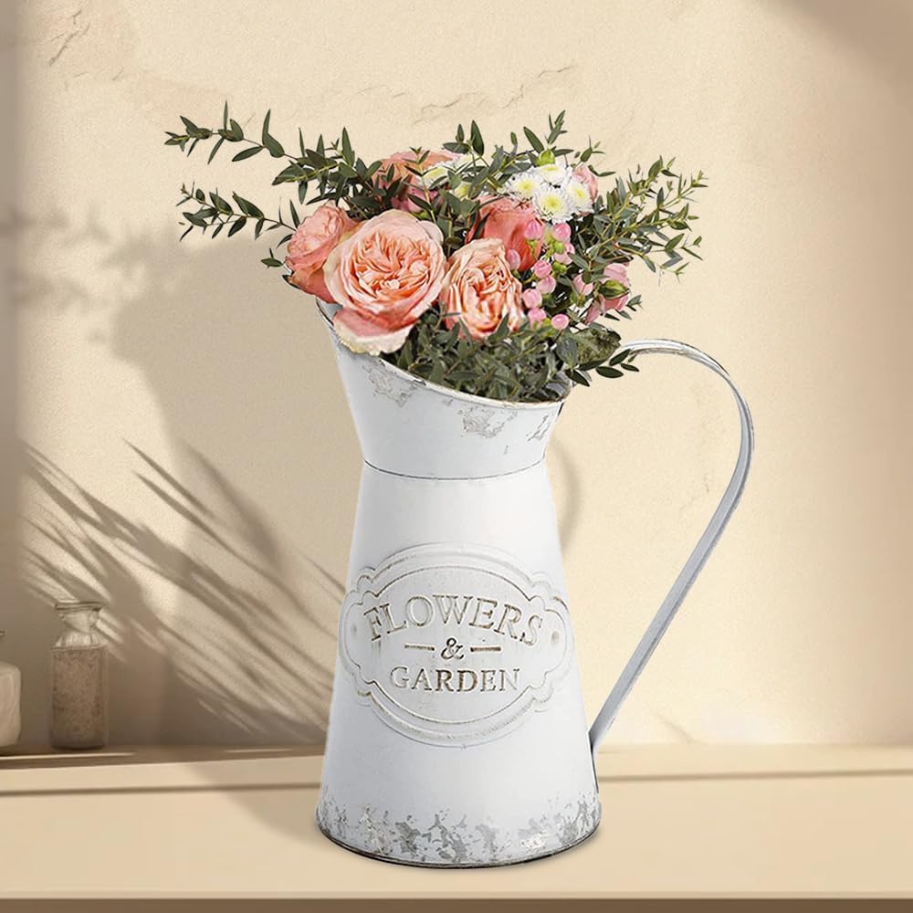 Rustic Shabby Chic Small Metal Flower Vase