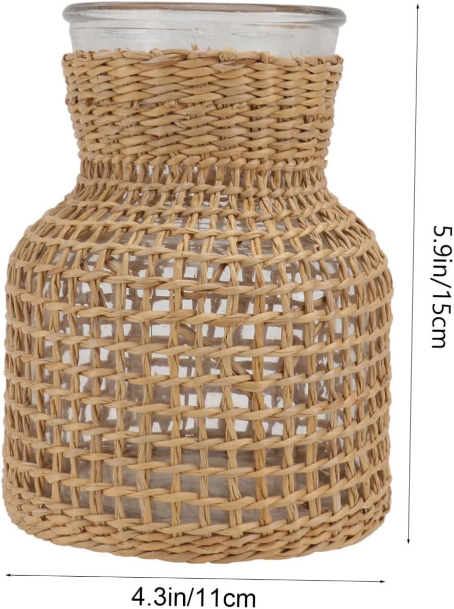 STOBAZA Luxury Grass Woven Flower Vase Natural Home Decor