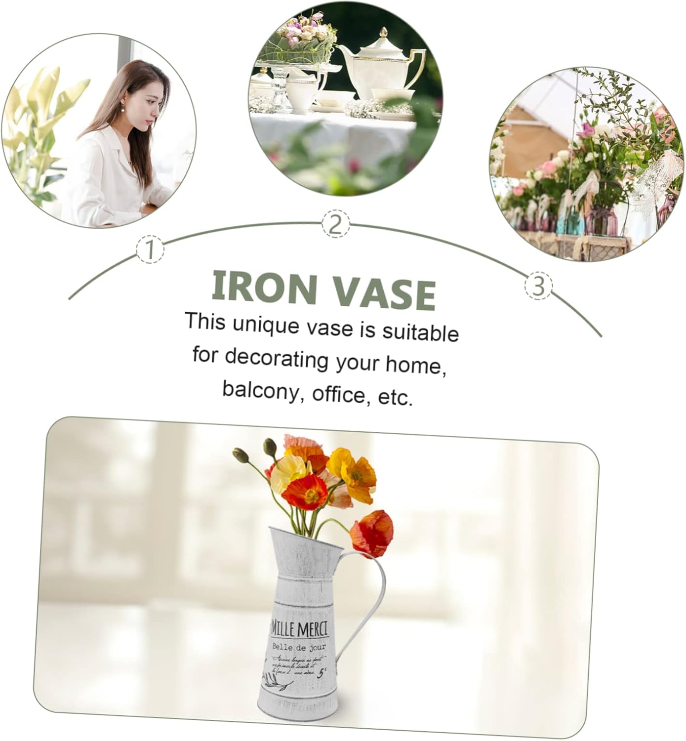 Retro Iron Kettle Vase for Home and Garden Decor