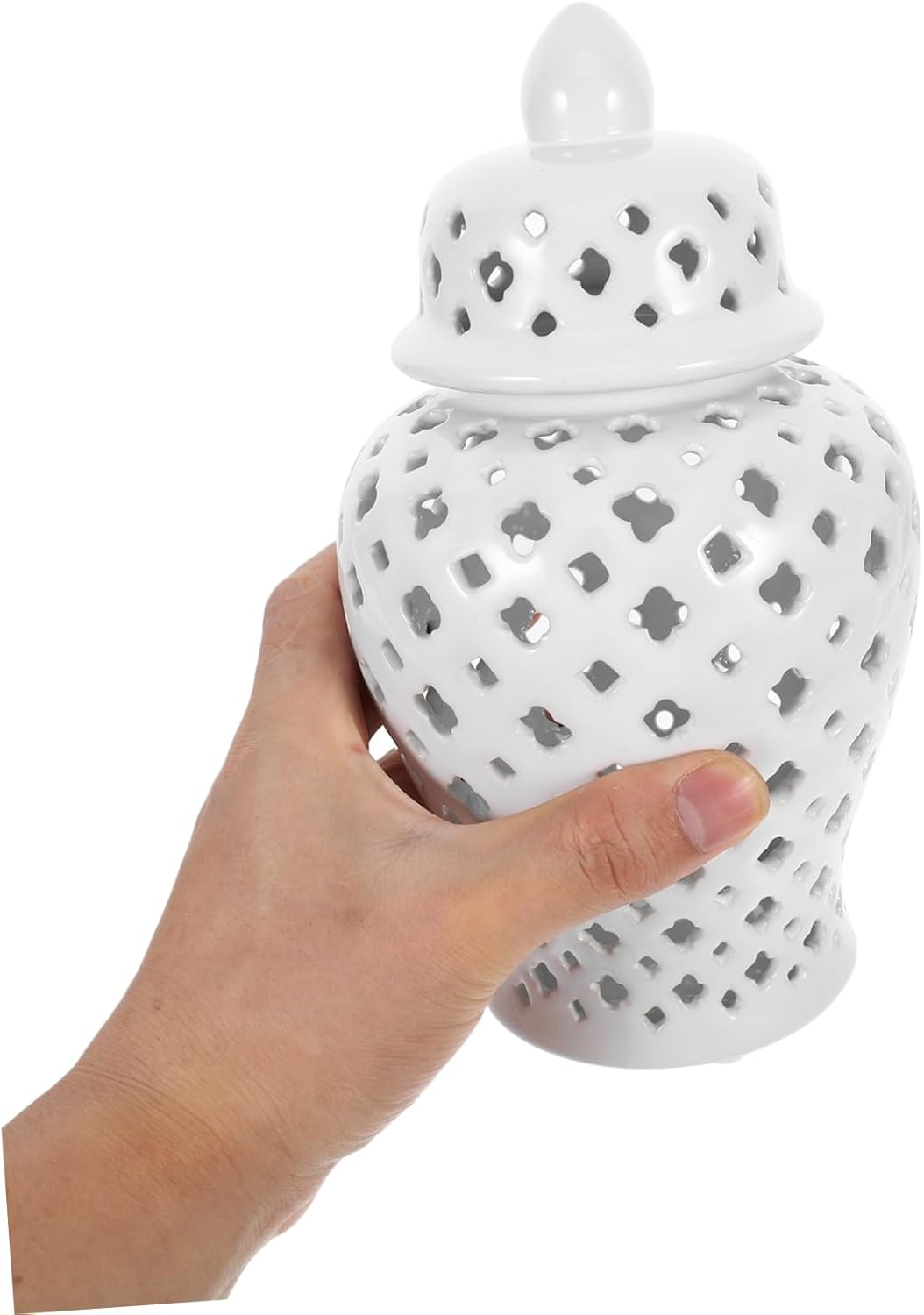 STOBAZA Ceramic Hollow Flower Vase White Vintage Decorative Jar