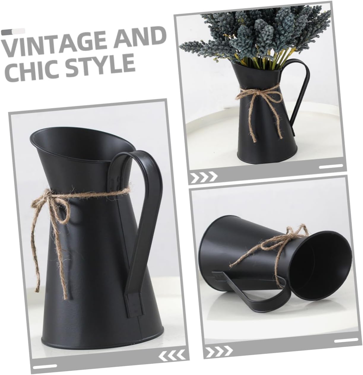 VINTORKY Rustic Metal Flower Vase for Vintage Home Decor