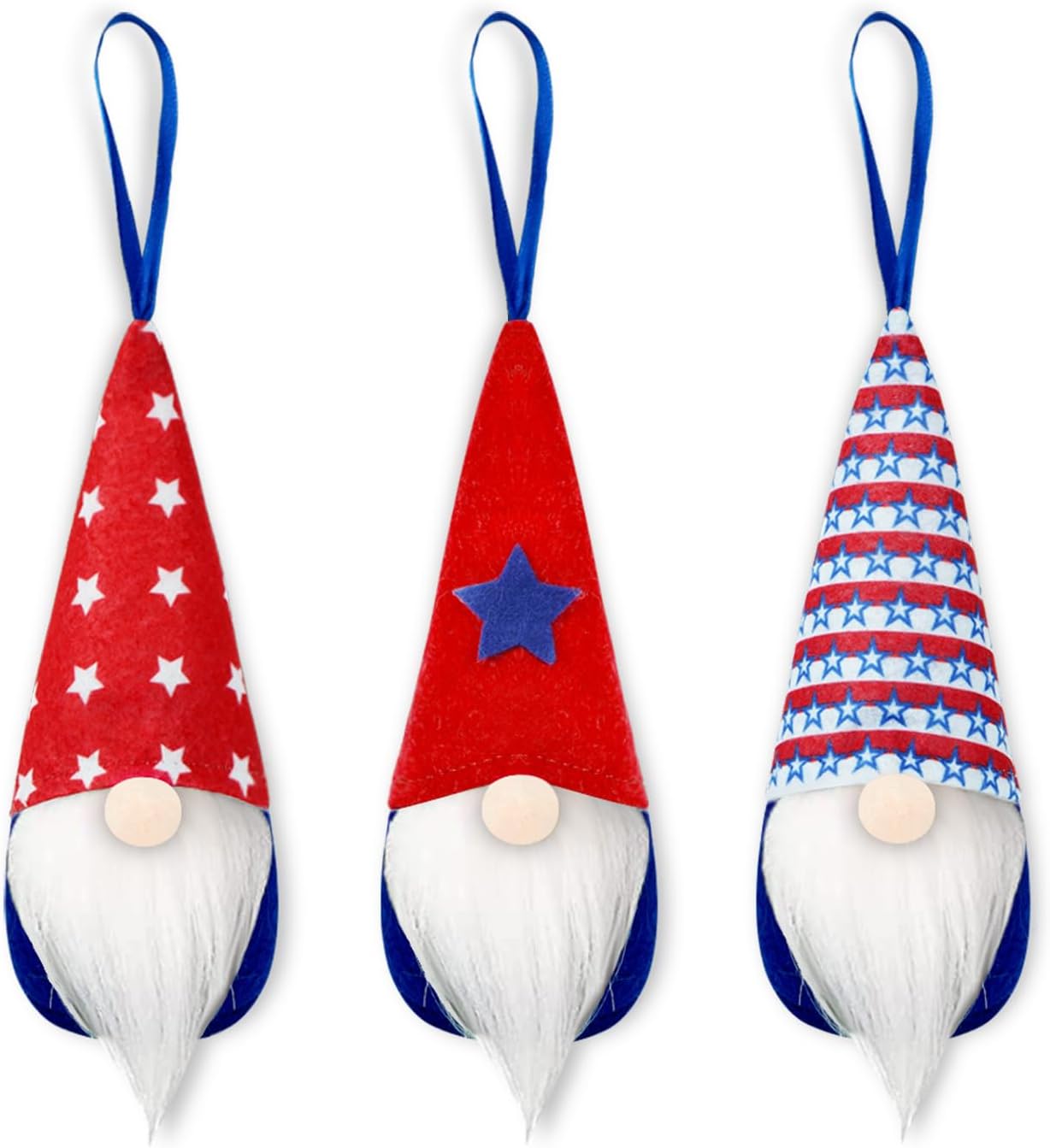 Patriotic Gnome Ornaments 10 Pack Red White Blue Decor
