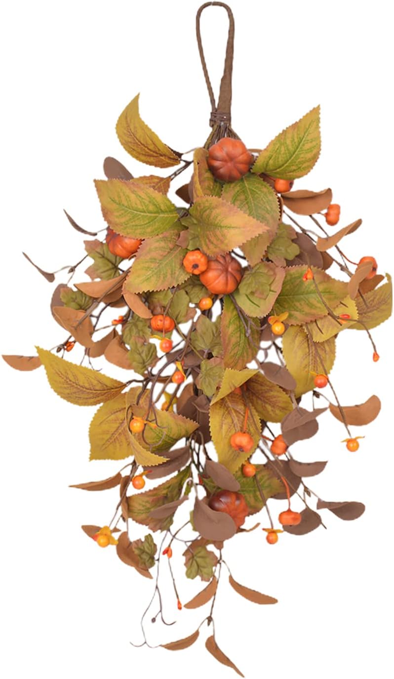 197 Inch Fall Harvest Teardrop Wreath Wall Hanging