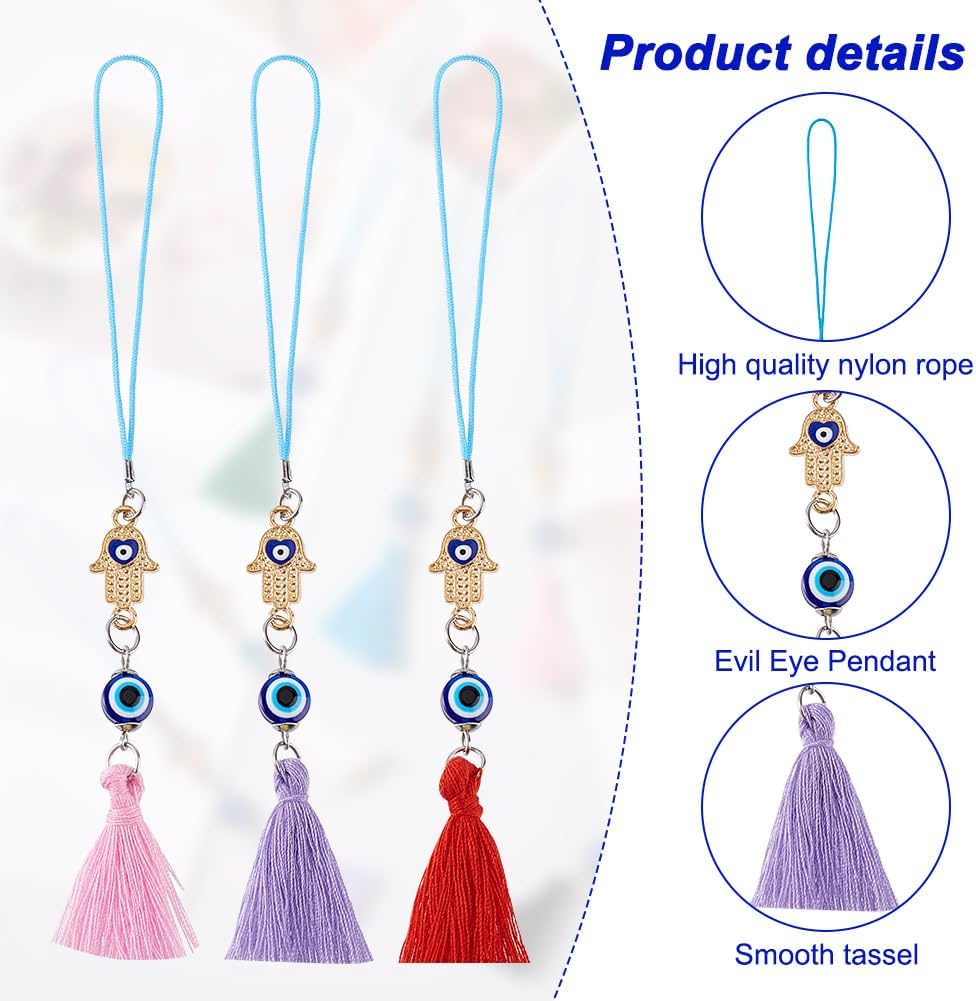 8 Pcs 8 Colors Evil Eye Car Mirror Hangings