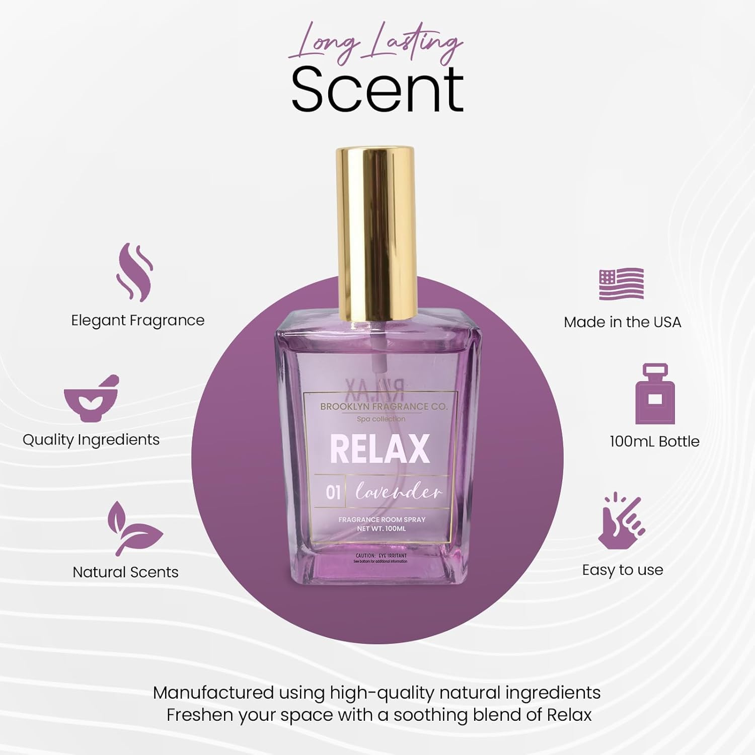 Brooklyn Fragrance Co Spa Room Spray - Long Lasting Lavender Aroma