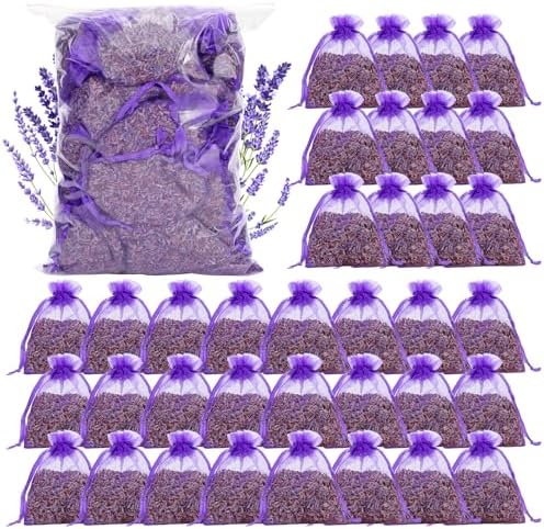 36 Pack Natural Dried Lavender Sachets for Home Fragrance