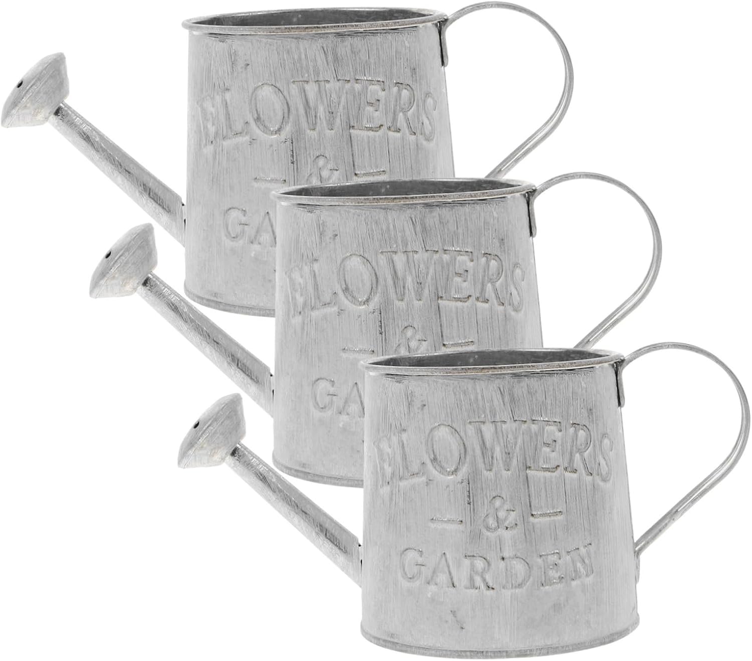 3pcs Vintage Galvanized Metal Flower Vase Watering Can Plant Holder