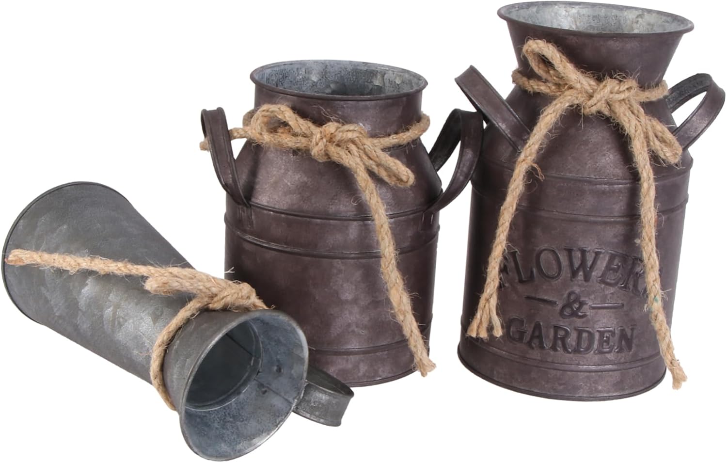 3pcs Retro Iron Flower Bucket Vase Set