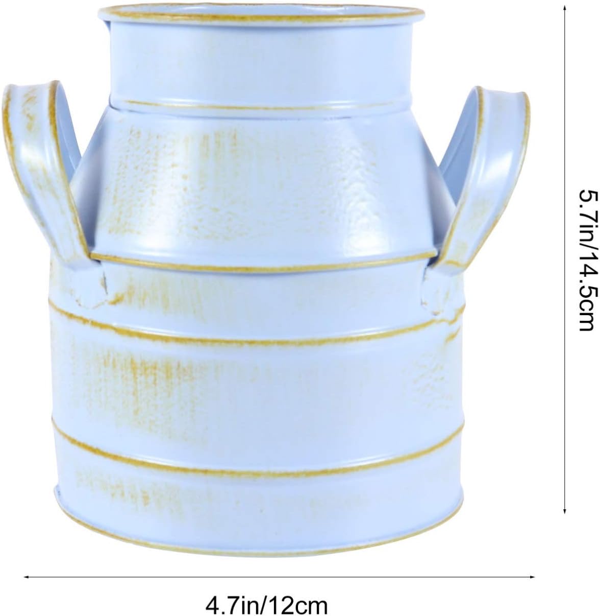 Hemoton Vintage Galvanized Metal Flower Bucket Shabby Chic Vase Blue