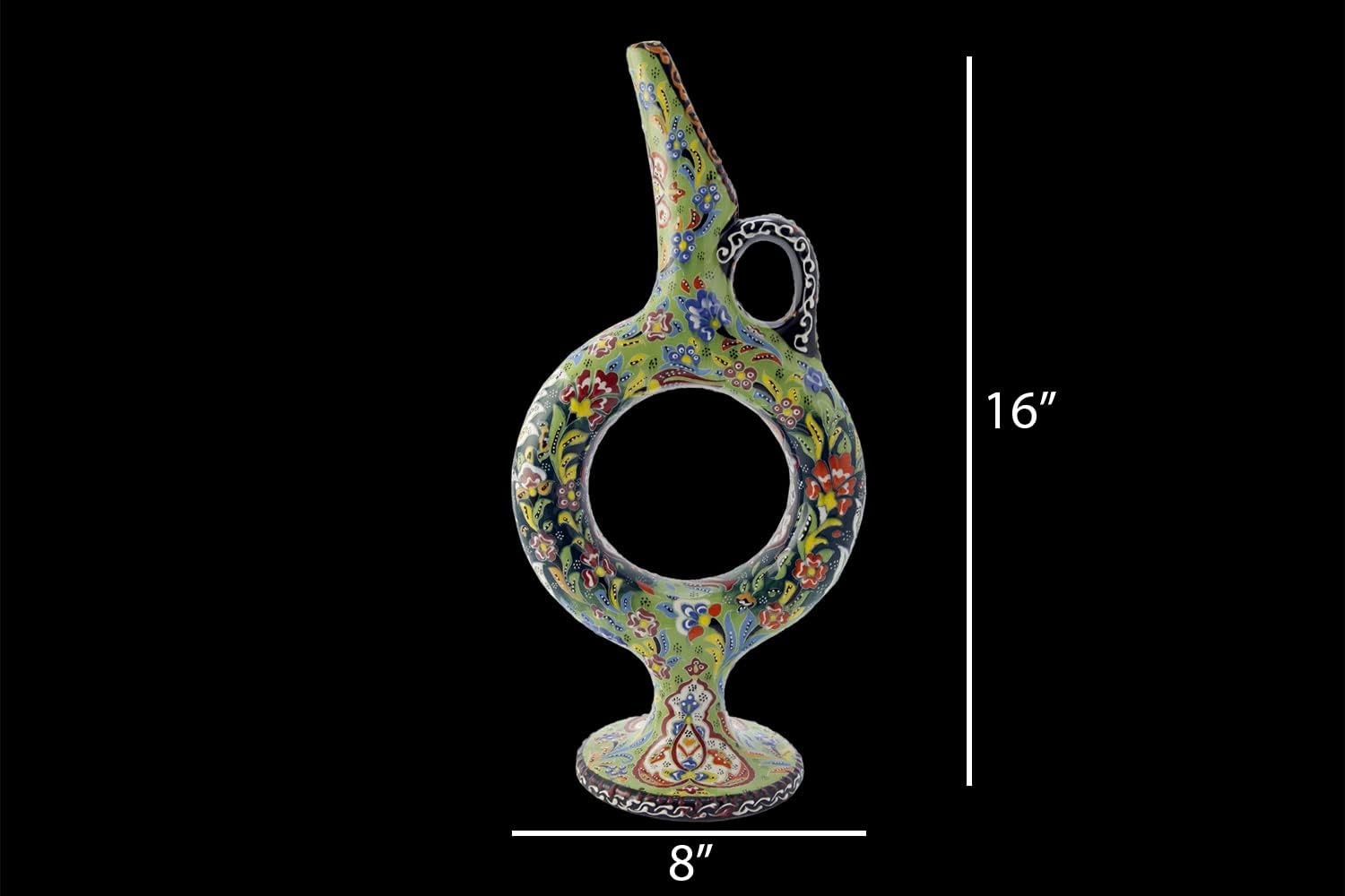 EliPOT Extra Large Hittite Ceramic Vase Black Light Green