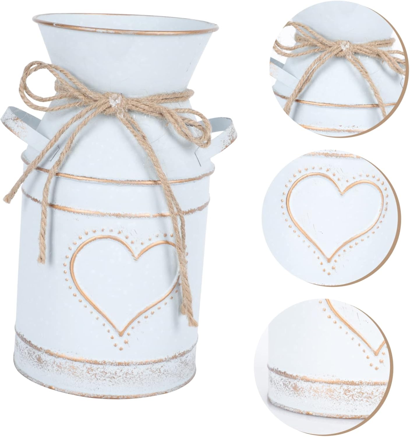 Vintage Galvanized Flower Vase Rustic Decorative Pot