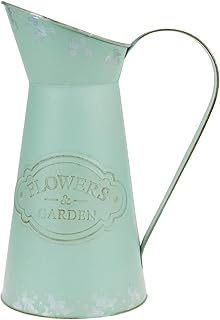 Green Galvanized Metal Farmhouse Flower Vases for Rustic Decor