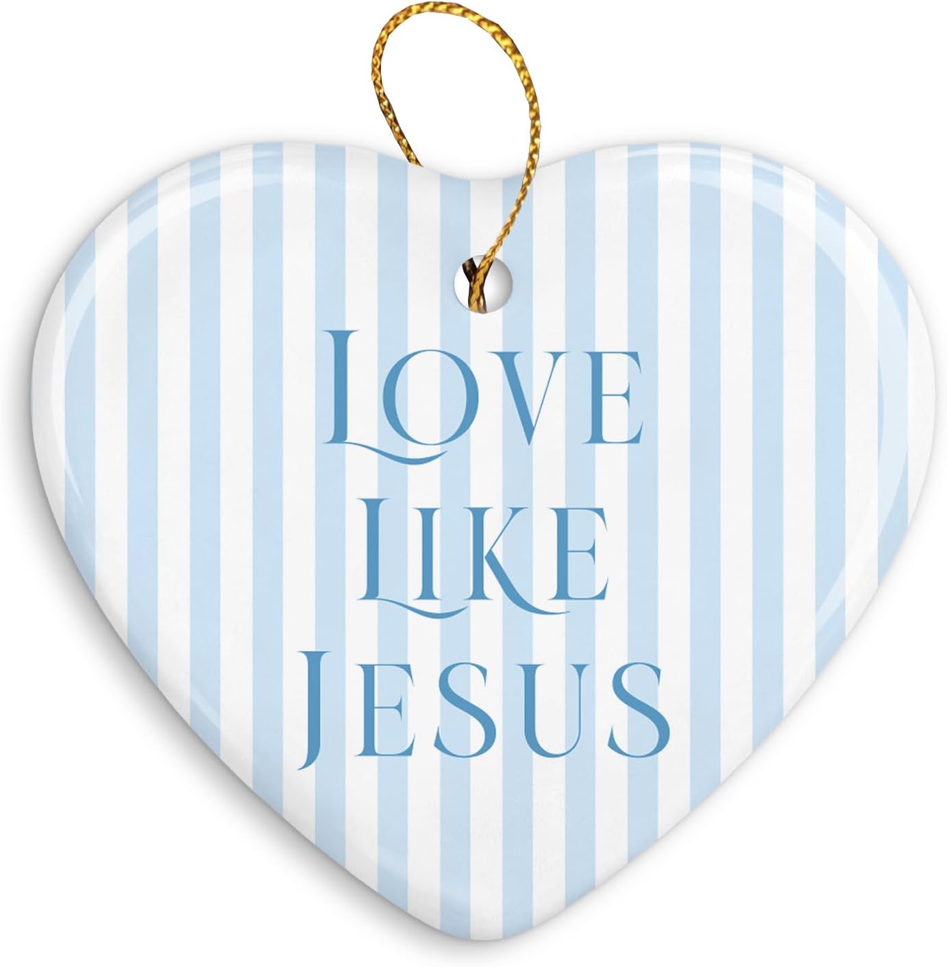QIYUHOY Christmas Ornament Keepsake Sign Bible Verse Preppy Blue Striped Girly Hanging Decoration