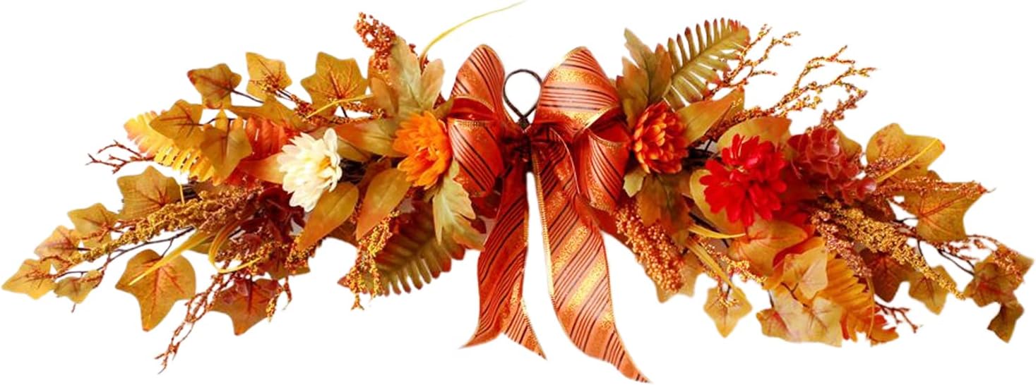 BEIJIALY 28in Autumn Fall Wreath with Bow